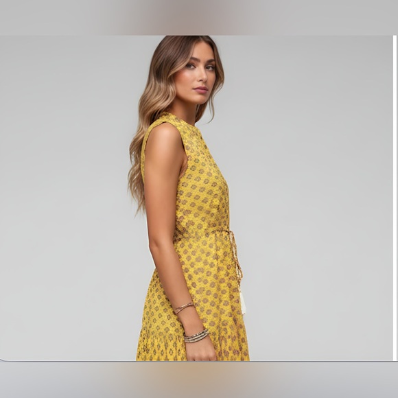 Boho Print Tassel Tie Ruffle Hem Dress - Picture 4 of 6